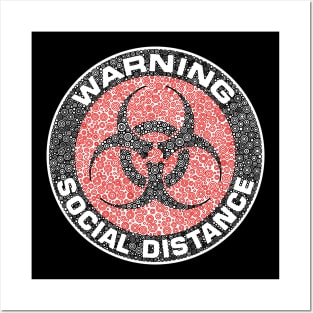 Warning Social Distance Red Circle Design Posters and Art